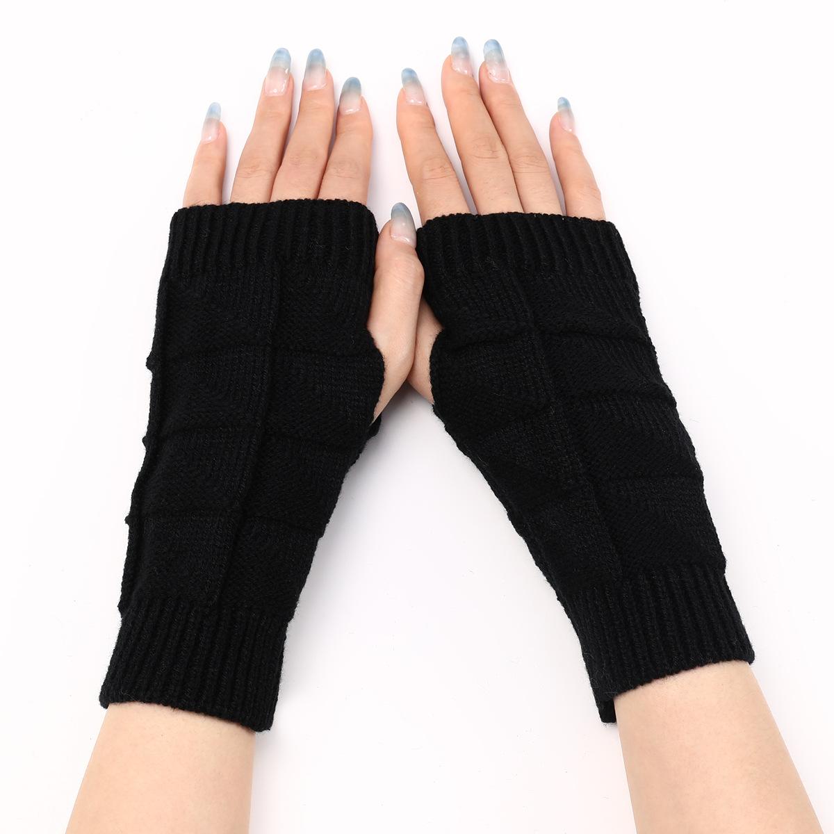

Новые осенние и зимние женские вязаные теплые перчатки с рукавами до половины пальцев и короткими рукавами one size чёрный