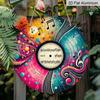 2D Flat, 1pc Vibrant Vinyl Record Round Aluminum Metal Sign, Abstract Music Notes & Swirl Art Design, Durable Weatherproof Wall Decor, Perfect for