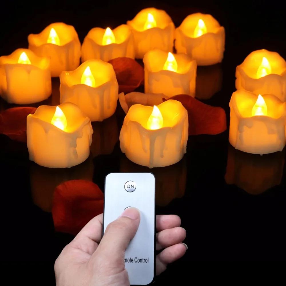 LED Flameless Candles with Remote Control Flickering Waterproof Electric Candle LED Tealights for Halloween Christmas Home Decor