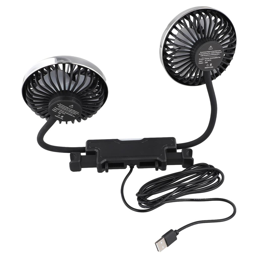 360° Car Fan Magnetic Fan Adjustable Universal Car Rear Auto Cooling Fan Auto Cooling Fan Double Head Small Fan