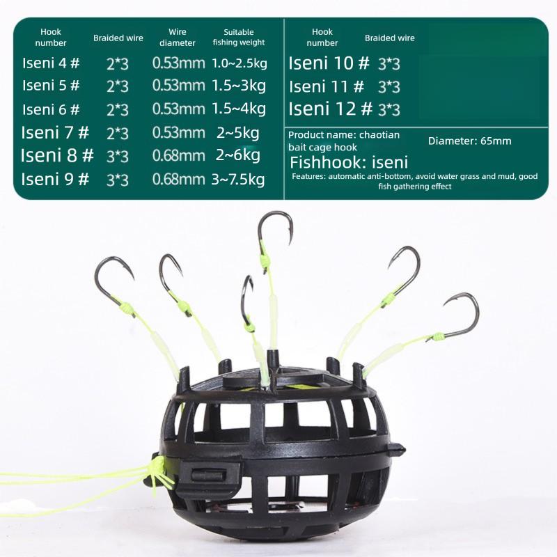 

2 шт. 6 крючков, поводок, крючок, рыболовная кормушка, клетка для прикормки, углеродистая сталь, леска, фидер, грузило, квадратный дизайн, пружинная клетка для прикормки 5 ( 1.5-3kg )