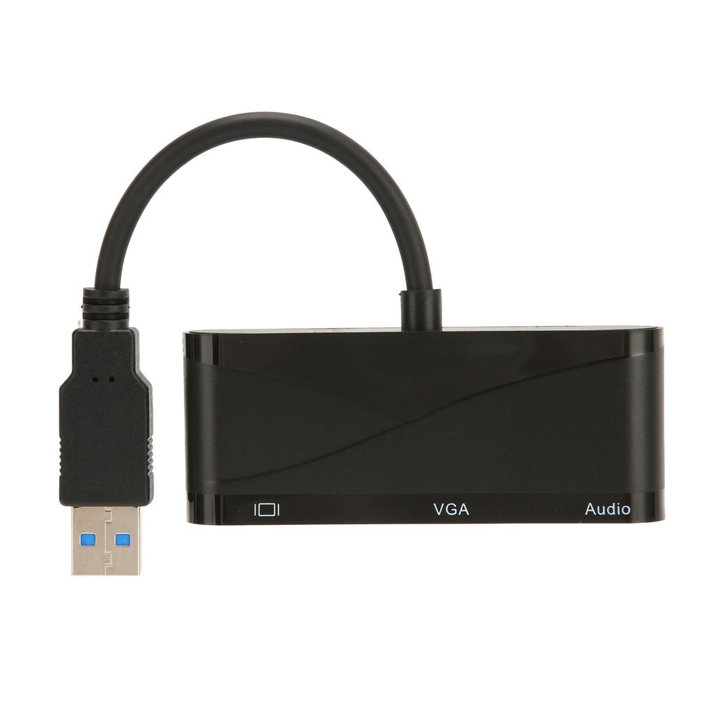 USB to HD Multimedia Interface 2 in 1 Black 1080P 60HZ 5Gbps USB 3.0 to VGA Adapter for Meeting Entertainment