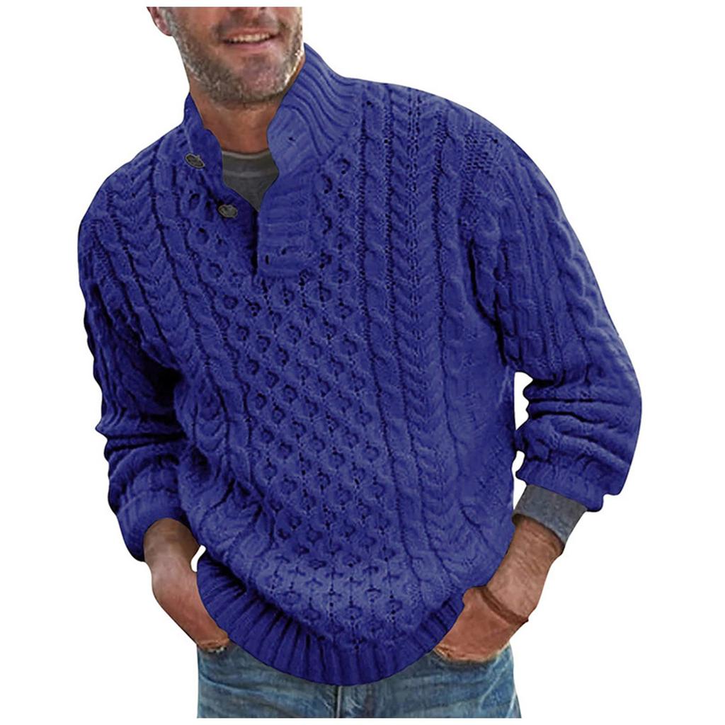 New Sweater Men's Solid Half High Neck Slim Long Sleeve Knitting Sweater