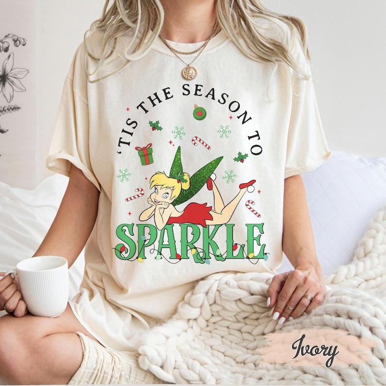 Princess Tinkerbell Christmas Pattern Printed TShirt Mickey Casual Loose Comfortable Short Sleeve Women Street Tops S