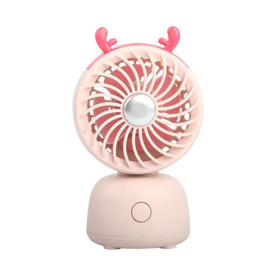 Desktop Small Fan Cartoon Animal Ear Shape USB Powered Bedroom Desk Fan Adjustable Wind Speeds Anti-Slip Base Fan