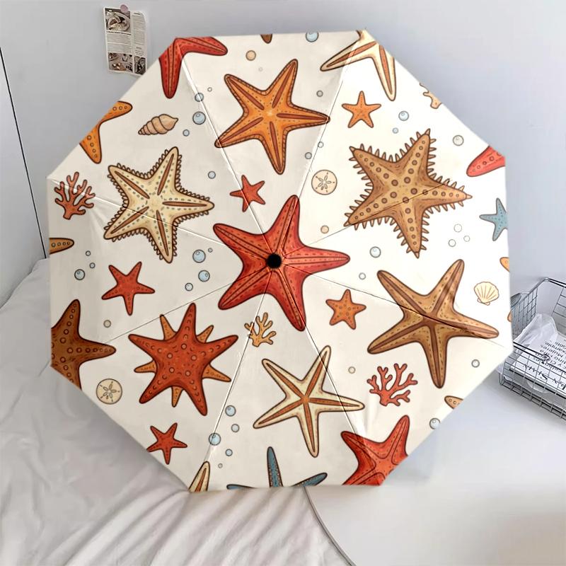 

1 PC Automatic Folding Umbrella - Summer Beach Pattern, Portable & Foldable Design with 8 Ribs, Christmas Birthday Gifts