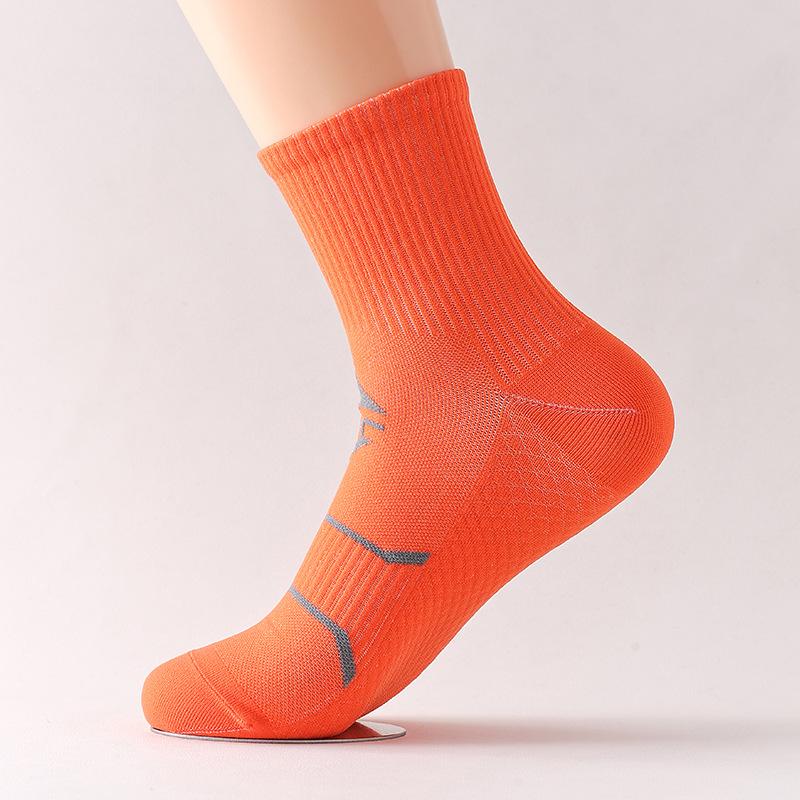 Marathon Running Socks for Men and Women, Mid-calf Anti-slip Massage Sole Socks, Breathable Quick-drying Fitness Compression Sports Socks
