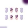 24Pcs Glossy False Nail Purple French Design Short Artificial Nail Winter Party Wear Classical French Design Long Wear