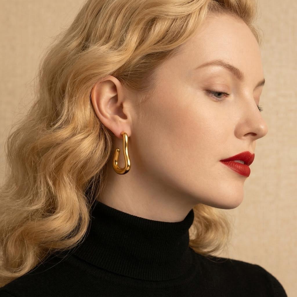 Boucles d'Oreilles en Acier Inoxydable pour Femmes Vintage Luxe Élégant Bijoux en Acier Titane