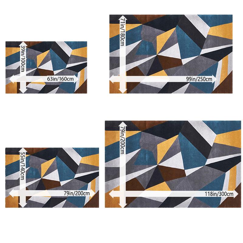 Modern Geometric Velvet Area Mat Non Slip Backing Machine Washable Soft Durable Living Room Bedroom Office Decor