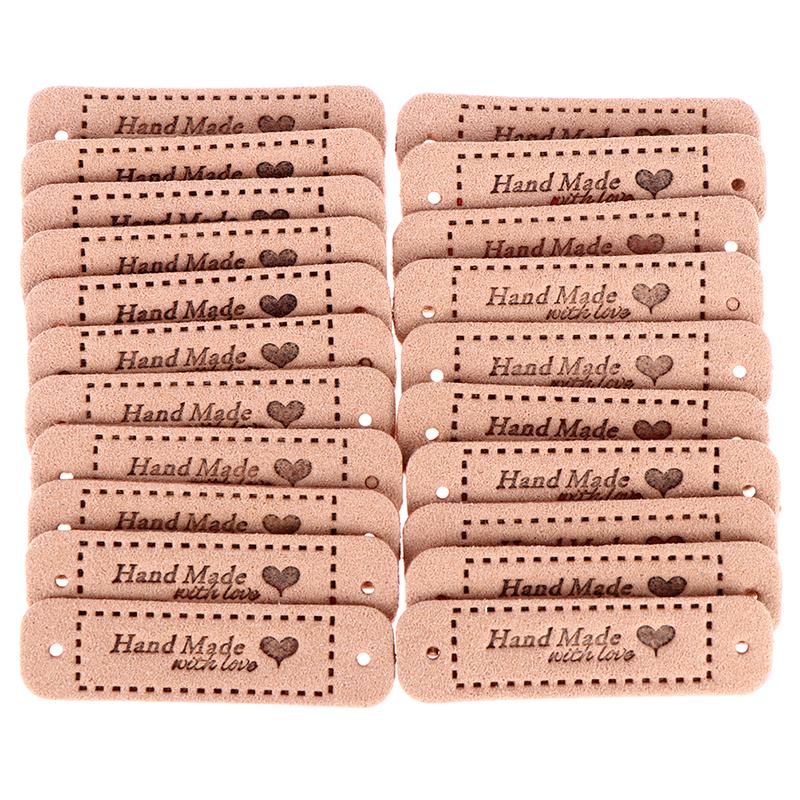 20Pcs Tags Handmade With Love Labels Clothing Tags Diy Crafts Sewing 56*15Mm