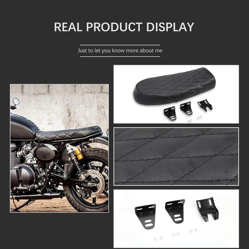 Motorcycle Vintage Cafe Racer Seat Universal Old Style Retro Long Seat Compatible with Honda Yamaha Suzuki Custom CB XJ KZ CL GS