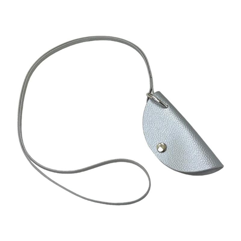 PU Leather Crescent Necklace Pouch Practical PU Leather Half Moon Necklace Bag Accessory For Secure Key Carrying