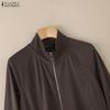 ZANZEA Women Casual Stand Collar Long Sleeve Thin Zipper Jackets