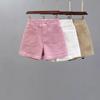2026 Summer Women's High-Waisted Pink Denim Shorts, Age-Reducing Loose Straight Wide-Leg A-Line Hot Pants