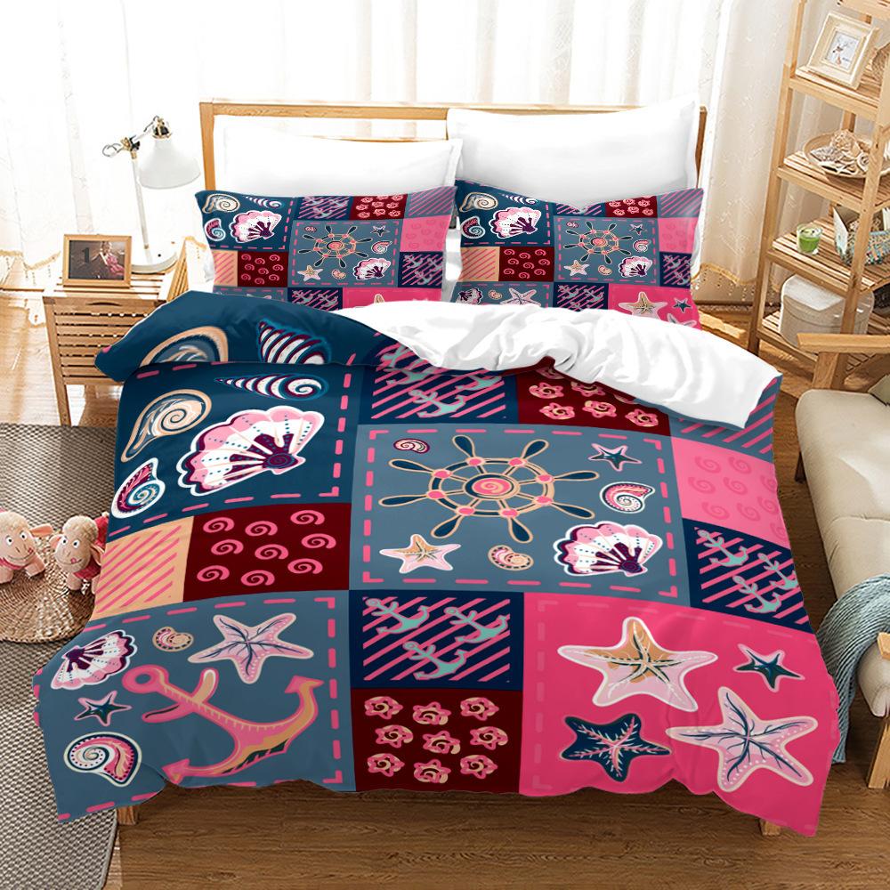 Home Textile Splicing Quilt Cover Digital Printing Three-Piece Set 3D