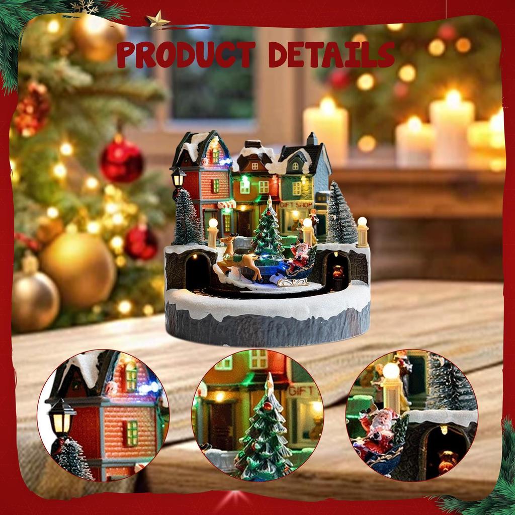 Christmas Lighted House Decor Decoration Art Table Festive LED Ornament Xmas for