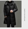 Brand 2025 Men's Winter Hooded Over-the-Knee Long Down Jacket with Fleece Lining