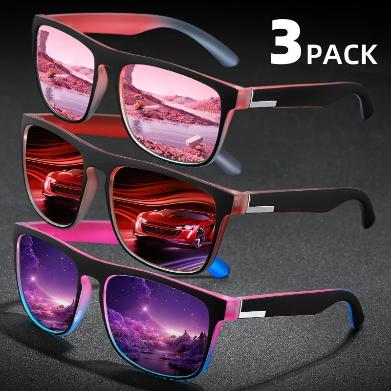 3Pcs Fantasy Gradient Mutipcolor Square Polarized Sunglasses AntiGlare UV400 Glasses Summer Party Driving Fishing Christmas Gift