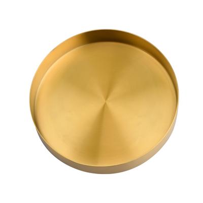 Plateau de Rangement Rond Doré Brillant Métal Durable et Robuste Plateau Organisateur Décoratif Métal Décoratif