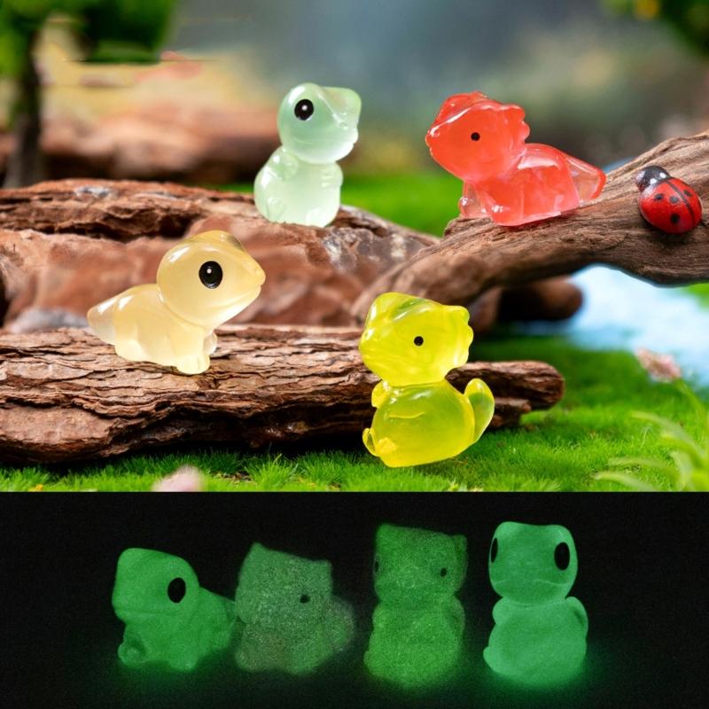 4Pcs Glowing In Dark Reptile Figurines Decoration Handmade Resins Craft For Bedroom Shelf Desk DIY Collection Ornaments