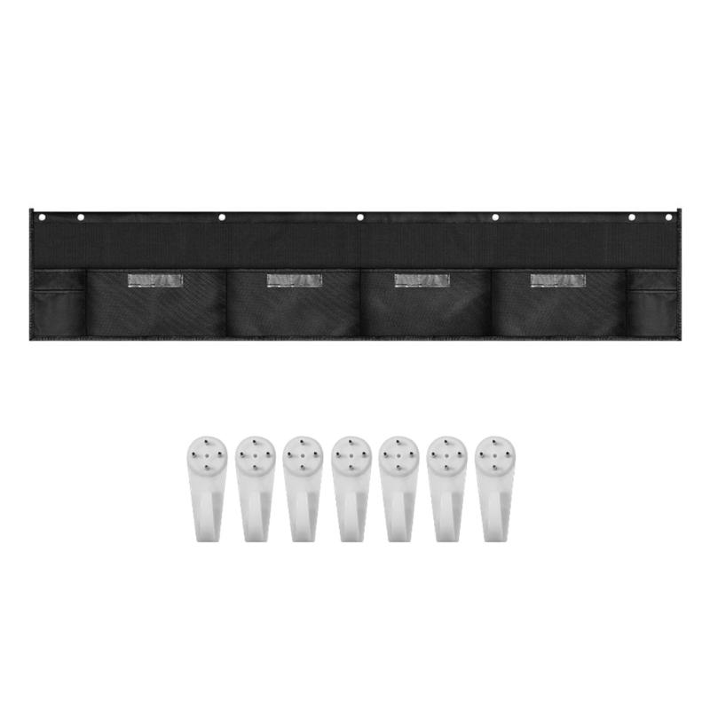 

Horizontal Organization Pocket Chart, Wall File Organizers Folder with 4 File Pocket and 4 Pen Pencil Pocket for Office чёрный