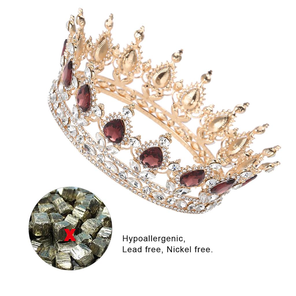 Hochzeit Haarschmuck Strass Tiara Runde Krone Handgefertigt Braut Abschlussball Schmuck