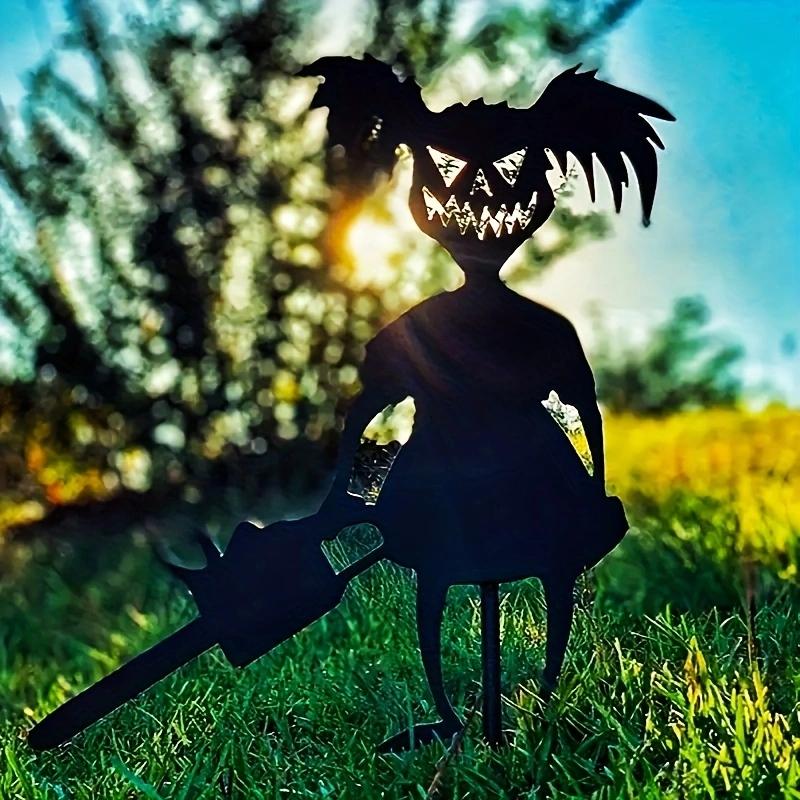 Scary Zombies Alloy Garden Stake Decorations, Eye Catching Front Yard Horror Decor, Craft with Scary Black Decorative Pile for Halloween Party