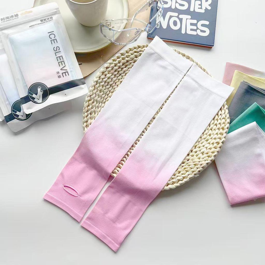 Gradient Color UV Protection Ice Silk Sleeves - Unisex Sun Protection Arm Guards