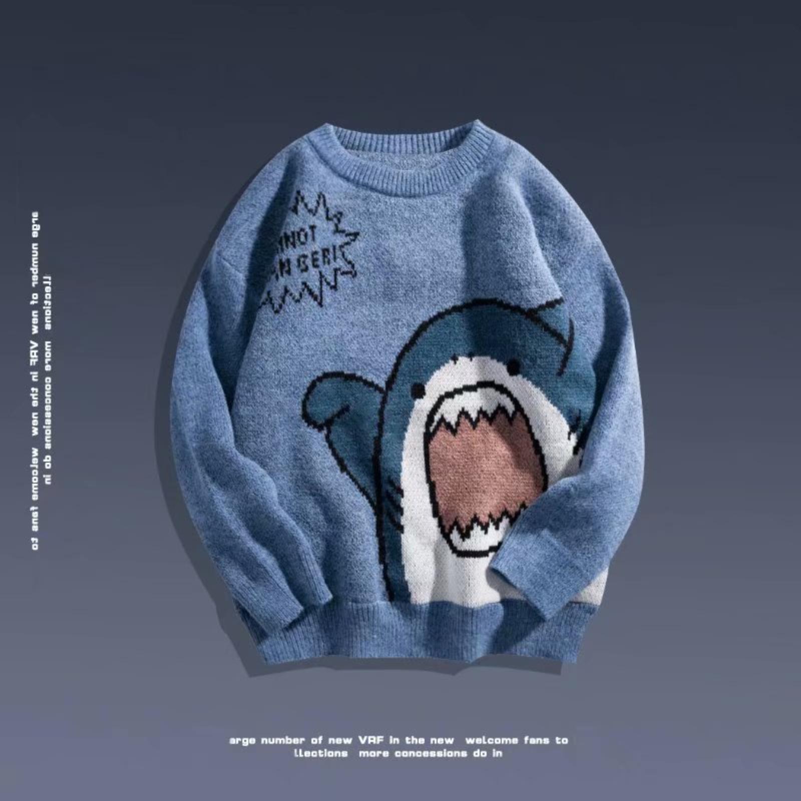 

/Зимний Японский- Мультяшный Принт Шея Парный Джемпер Мужская Мода Свободного кроя Корейский- Трикотаж Гонконгский -вдохновленный Инстаграм-достойный XL