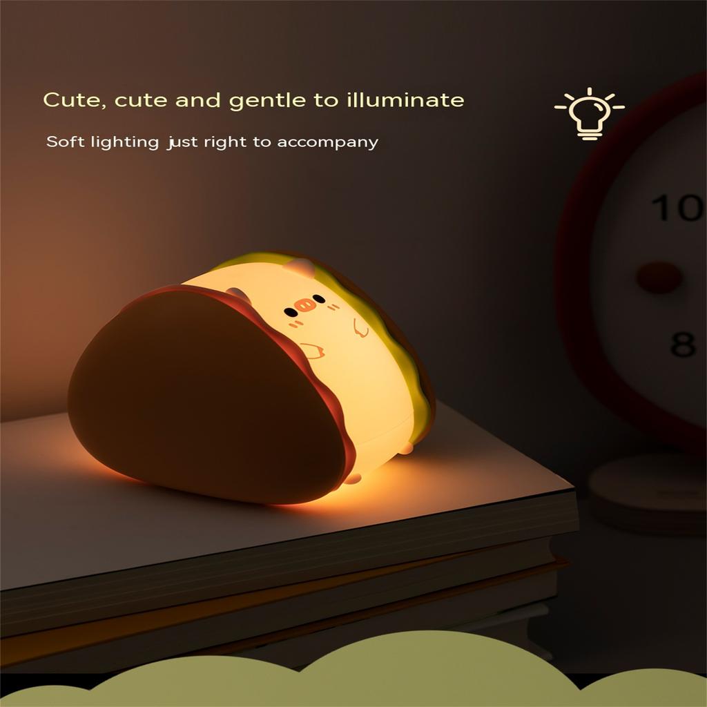 Cute Hamburg Desk Lamp USB Rechargeable 1200mAh Battery Nursery Night Lights 3