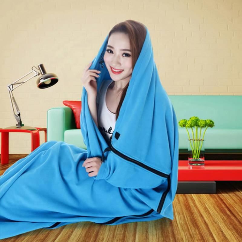Fleece Sleeping Bag Suitable For All Seasons Envelope-Type Portable Travel Camping And Nap Sleeping Bag For Adults