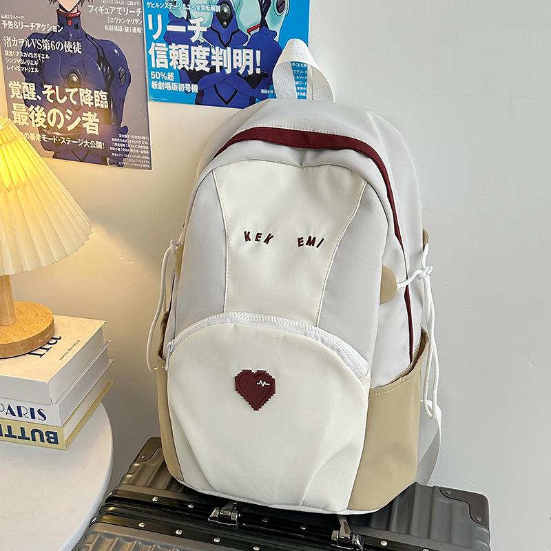 Large-capacity Schoolbag Ins Wind High Value Love Contrast Color Junior High School Students Backpack Casual Joker Small Backpack