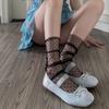 Thin Version Breathable Polka Dot Mesh Socks Transparent JK Mid Tube Socks Summer Sweet Stacked Stockings Student