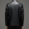 Men's Velvet Leather Jacket Spring and Autumn Casual Stand-up Collar Sheepskin Middle-aged Jacket Leather Coat