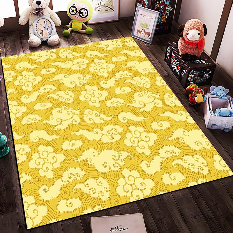 Cloud Pattern Vintage Style Rug Non-slip rug suitable for living room and bedroom sofas