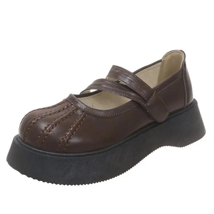 Fashion Shallow Mouth Shoes Woman Flats Modis Autumn Platform Round Toe British Style Oxfords Dress 2024 Fall Creepers New Preppy