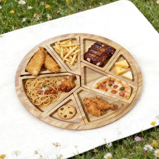 8 Çıkarılabilir Bölmeli Ahşap Servis Tepsisi Çok Bölmeli Tabak Meyveler Atıştırmalıklar Kuruyemişler Şarküteri Tahtası Çok Yönlü Peynir Parti Tepsisi