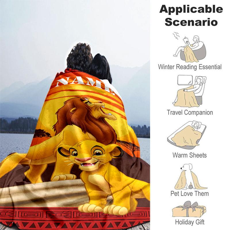 Customiz Name Personality Simba the Lion King Blanket Soft &Warm Sofa Office Bed Travel Lunch Break Blanket, Gift Suitable All Seasons