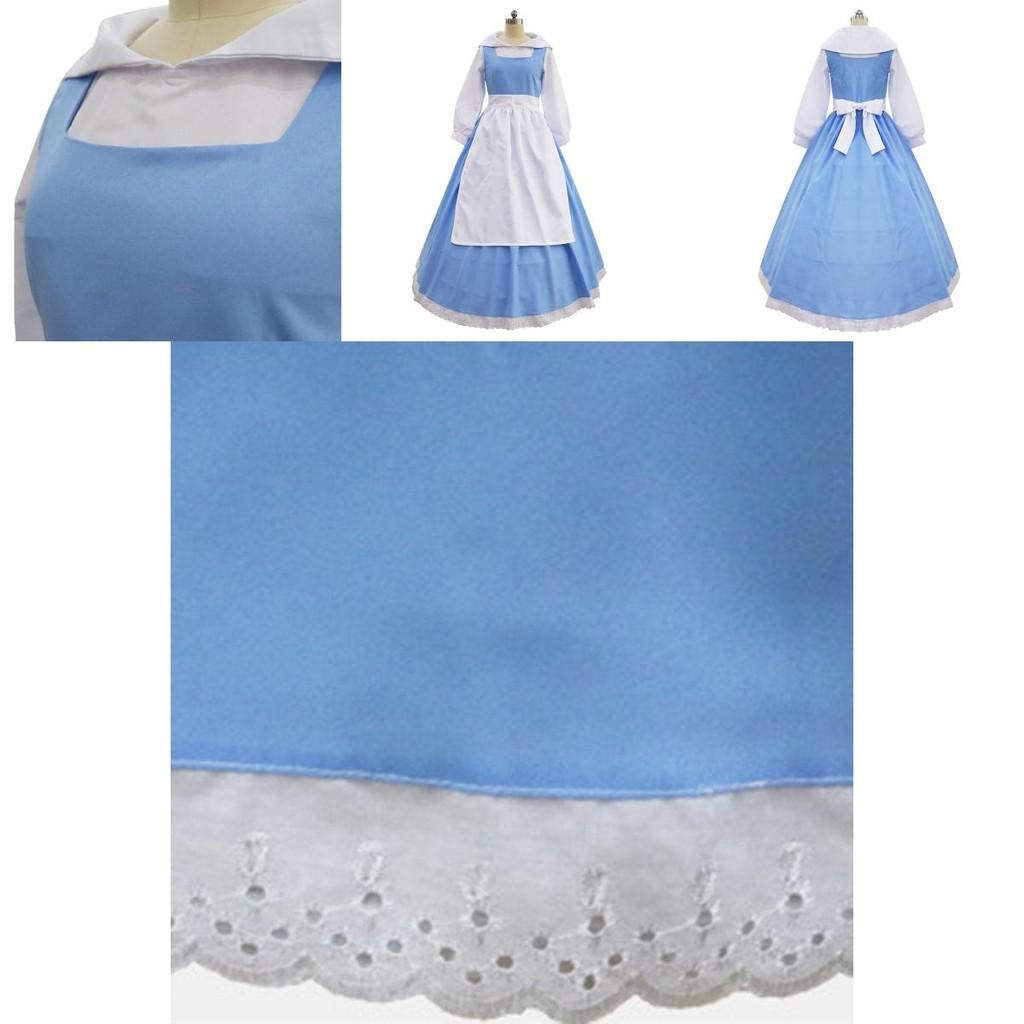 Elegantes Die Schöne und das Biest Belle Blaues Dienstmädchenkleid mit exquisiter Verarbeitung für Halloween