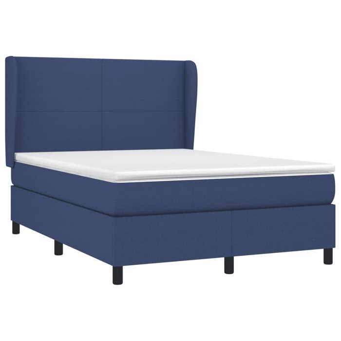 3127803 vidaXL Lit à sommier tapissier avec matelas Bleu 140x190 cm Tissu