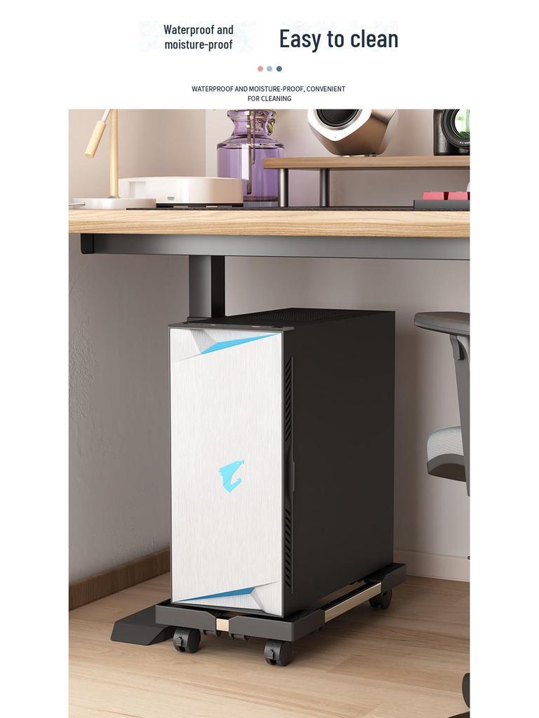 Universal Portable Computer Host Stand with Wheels, Moisture-Proof Elevated Design for Home or Office