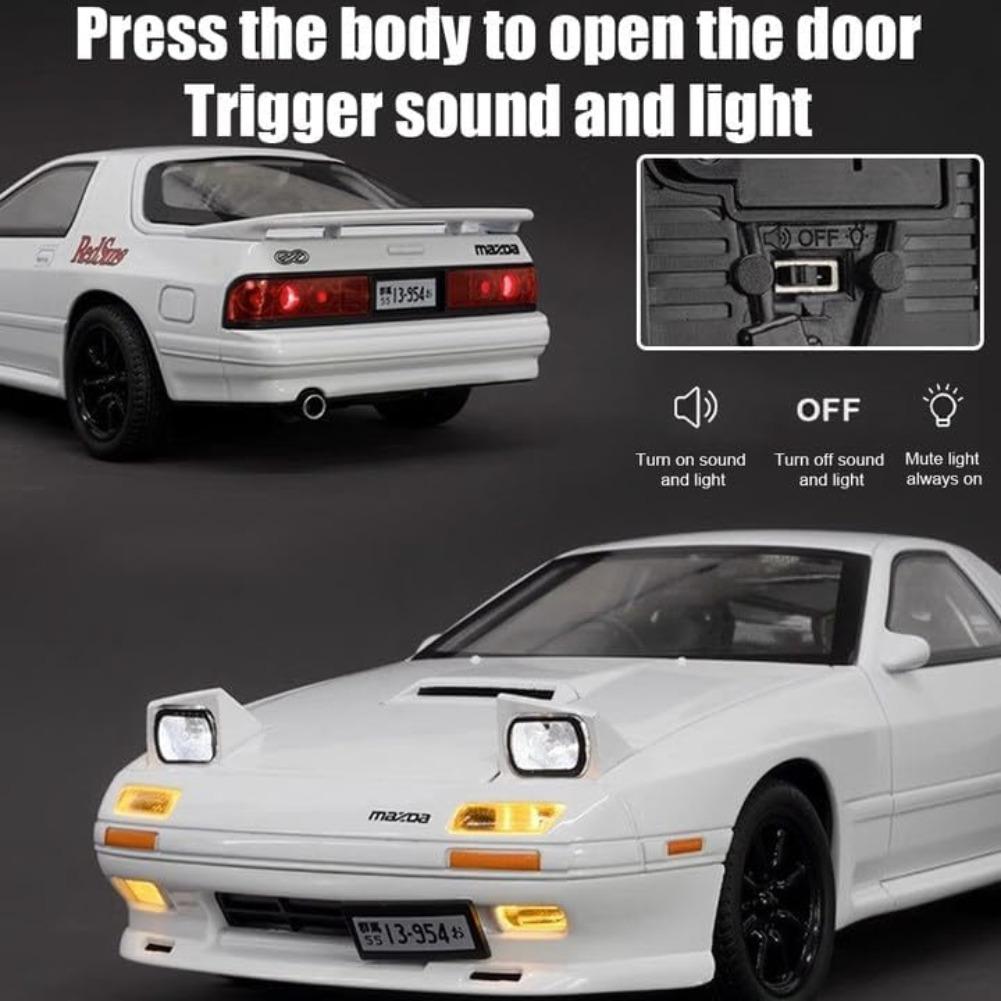 1/32 Mazda RX7 Modellauto Aus Zinklegierung - Mit Sound, Licht Und Pull-Back Funktion, Gelb, Spielzeug & Sammlerstück