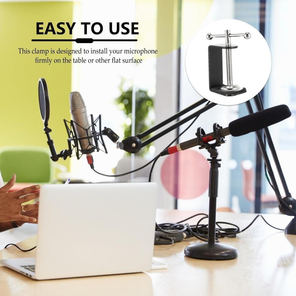 2Pcs Small C Clamps, 2inch Desk Mount Clamps Plastic C Bracket with Stainless Steel Screw for Securely Holding Tables - Tripods and More Versatile