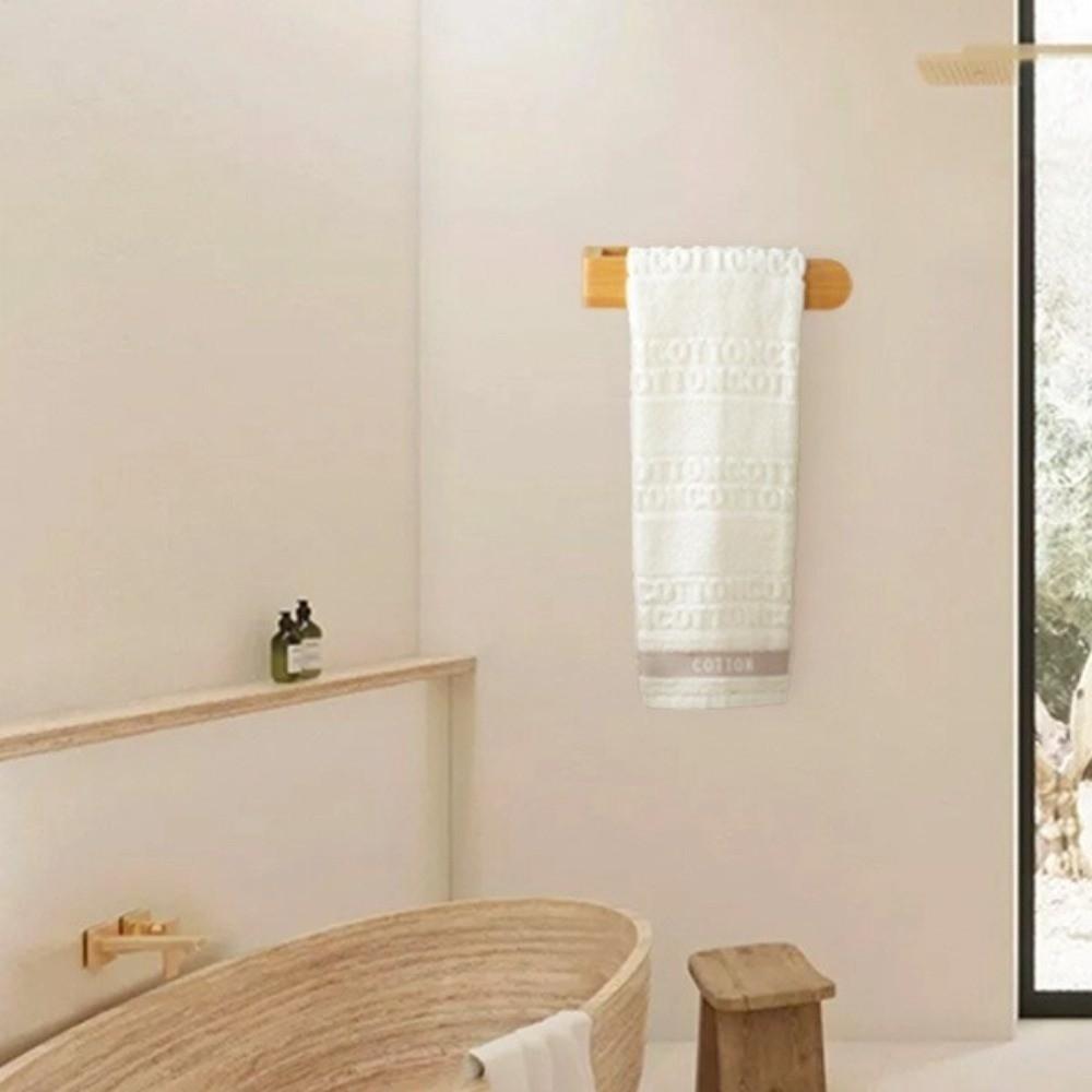 Waterproof Bamboo Wooden Towel Rack Adhesive Towel Shelf Durable No Drill Shelf  Bathroom