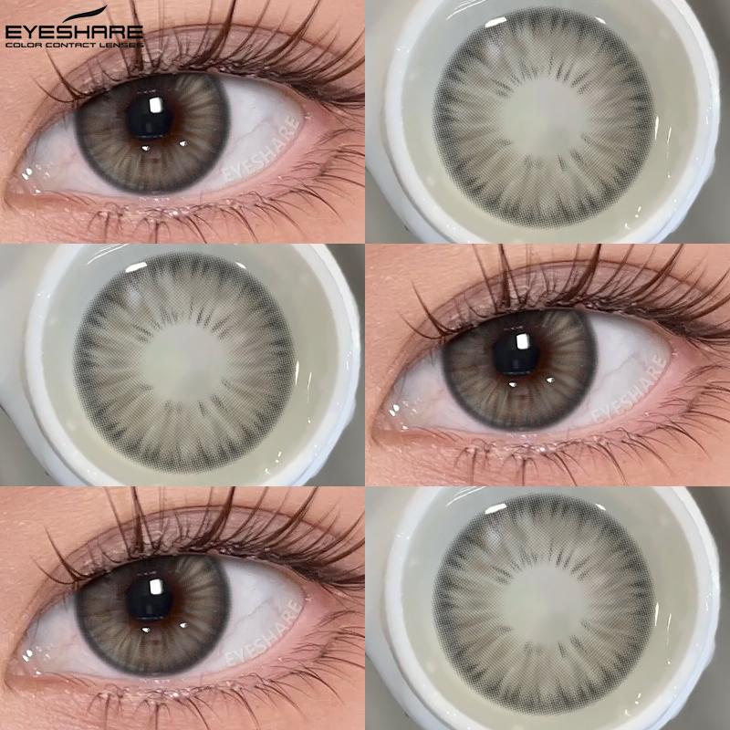 EYESHARE 1Pair Color Contact Lenses for Eyes Blue Eye Contacts Brown Natural Contact Lenses Gray Pupils Lens Yearly