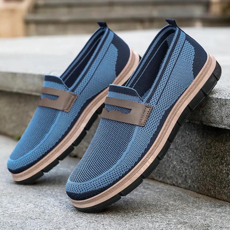 Men's Spring New Mesh Breathable British Style Casual Shoes Men's Flat Shoes Dad Sports Versatile Single Shoes Zapatillas