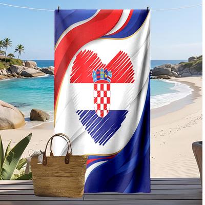 Chorvatsko Fotbalový Potisk Plážová Osuška Rychleschnoucí Super Absorpční Měkká Koupelnová Osuška na Plavání Pláž Cestování Fanouškovský Suvenýr Dárek