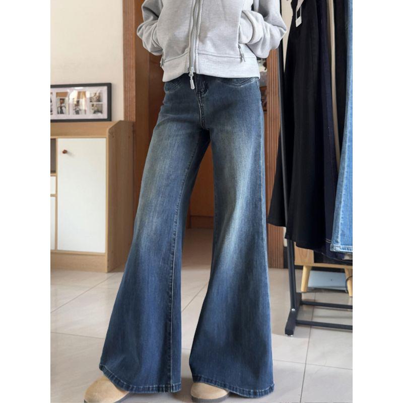 Loose-Fitting Flared Wide-Leg Jeans for Women, New Spring Style, High-Waisted, Flattering for Pear-Shaped Body, Plus-Size