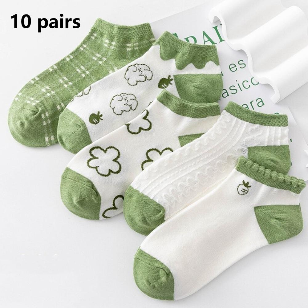 10 Pairs Cartoon Pattern Short Socks Cute Bear Ankle Socks Cute Middle Tube Socks  Spring